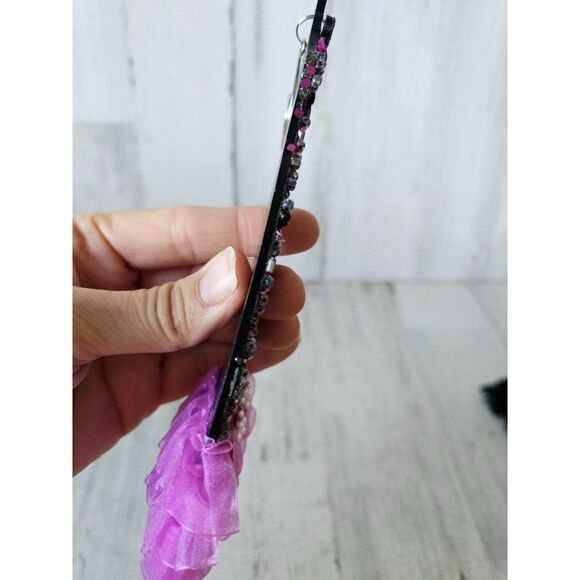 Fancy evening dress ornament pink beaded ruffle Xmas tree ornament - Picture 4 of 6